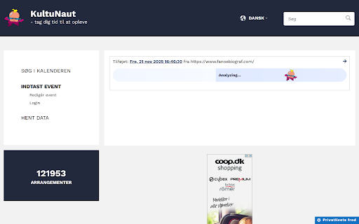 Tip KultuNaut :: Hjælp KultuNaut med at finde events ved at tippe om dem direkte fra din browser.