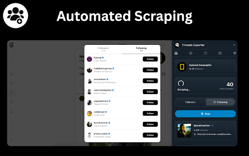 Threads Exporter - Export Threads Followers and Following :: Threads Exporter - Scrape and export Threads followers & following to CSV, Excel, or JSON. Easy social media data tool.