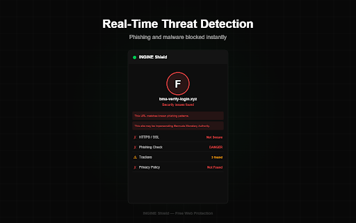 INGINE Shield :: Bank Guard, prompt-injection scanner, PII paste guard, AI typosquat blocker. Tamper-evident browser defense from INGINE Bermuda.