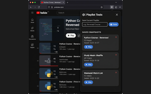 YT Playlist Tools — Reverse, Shuffle & Reorder :: Reverse, shuffle, reorder, save, and export YouTube playlists. Includes watched badges, auto-skip, loop mode and compact UI.
