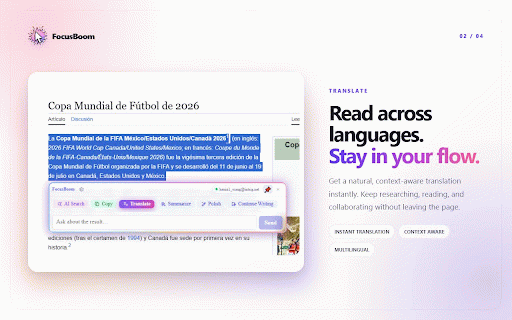 FocusBoom-Screenshot to Table Converter&Translate :: Turn charts or screenshots into Excel-ready tables. Select text on any page and FocusBoom infers what you want—no prompt to type.