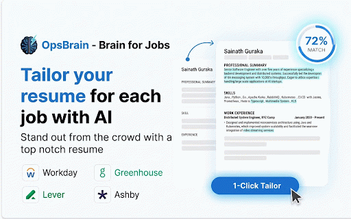 OpsBrain Autofill – Instant Job Applications, Job Match, AI Tailor Resume :: Fill job application forms with your resume data. Learns new questions and reuses answers.