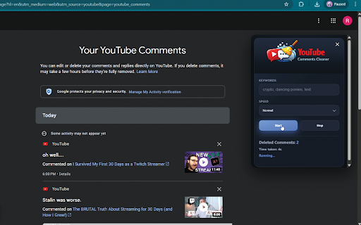 YouTube Comments Cleaner :: Clean your YouTube comment history