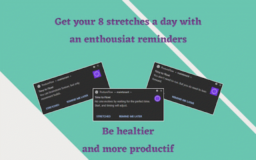 PostureFlow :: A gentle reminder to check your posture and stretch throughout the day.
