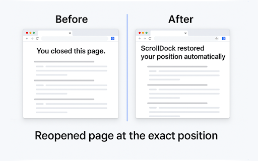 ScrollDock – Smart Scroll Saver :: Automatically remembers your scroll position on websites. Return later and pick up reading right where you left off.
