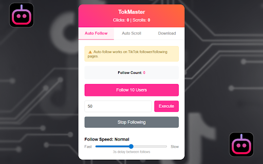 TikTok Auto Follow Scroll, Like, Save – TokMaster :: Automate TikTok with auto-follow scroll , likes, saves, and download videos & audio without watermarks.