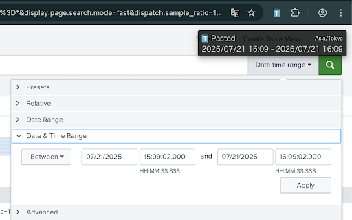 Timerange Clipboard :: An extension that makes it easy to copy and paste time ranges in URLs between different web pages.