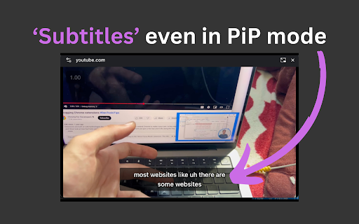 PiP mode with Subtitles & Controls :: Picture-in-Picture mode with subtitle overlay support for major streaming platforms. Includes video controls and resizable subtitles