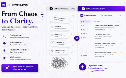 AI Prompt Library Pro :: Save, search and reuse prompts with cloud sync and Pro features.