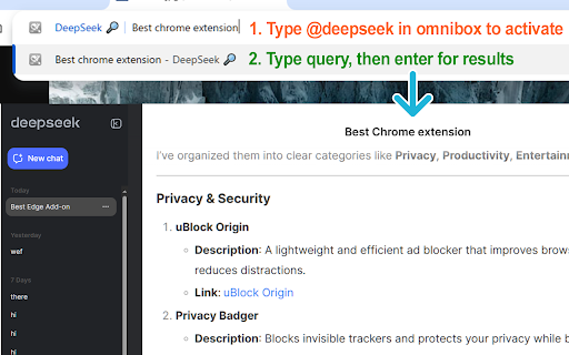 DeepSeek Omnibox :: Type @deepseek in address bar to get answers from DeepSeek