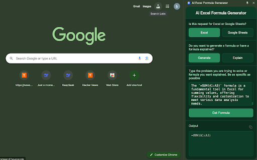 AI Excel Formula Generator :: Generate and explain Excel formulas with AI assistance
