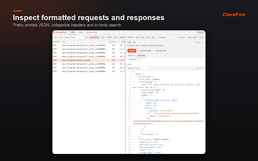 CheckPost :: A DevTools panel to observe, intercept, mock, modify, replay, and export HTTP traffic.