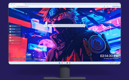Neon Ninja Naruto Live Wallpaper :: A cyberpunk-inspired shinobi with glowing red eyes standing in a vibrant neon-lit futuristic city.