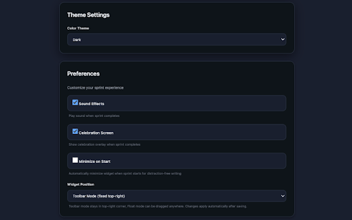 SprintWrite – Writing Sprint Timer for Google Docs :: Completely FREE writing sprint timer with word tracking, statistics, WPM calculation, and multiple themes. All features included.