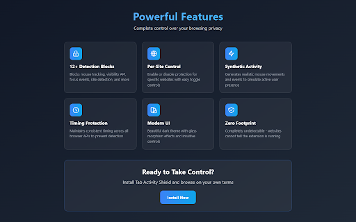 Tab Activity Shield - Keep Tab Active :: Prevent websites from detecting inactive tabs