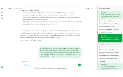GPT Table of Contents :: Adds a Table of Contents sidebar to ChatGPT that auto-extracts & organizes headings from conversations for easy navigation.