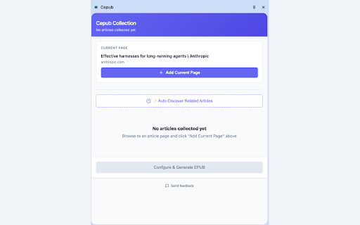 Cepub - Clean EPUB from Any Article :: Create clean, distraction-free EPUBs from web articles. Automatically strips ads, navigation, headers, footers, and clutter.