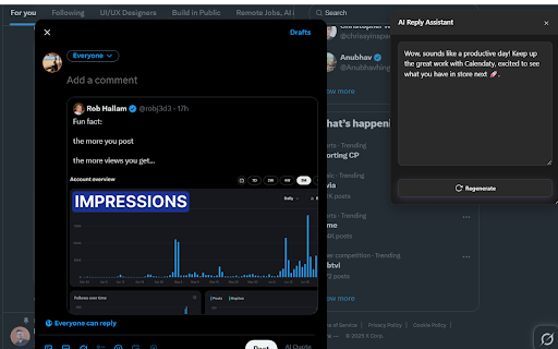 Genius AI reply :: Generate AI-powered replies for Twitter/X and LinkedIn using OpenAI