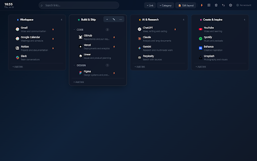 LinkBoard Pro - Bookmark Dashboard & New Tab :: Visual bookmark dashboard with categories, sync, quick access, customizable layouts, and interactive new-tab widgets.