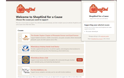 ShopKind for a Cause :: Choose one or more causes to support with ShopKind through qualifying purchases and simple supporter actions.