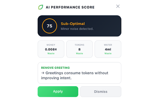 GreenPrompt :: AI Performance Assistant - Optimize prompts for cost efficiency and environment.