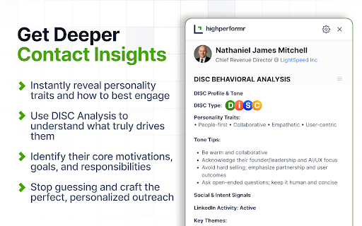 Highperformr AI - Phone Number and Email Finder :: Highperformr AI – Prospect Smarter
Turn your workflow into a powerful prospecting and research experience with the Highperformr AI…