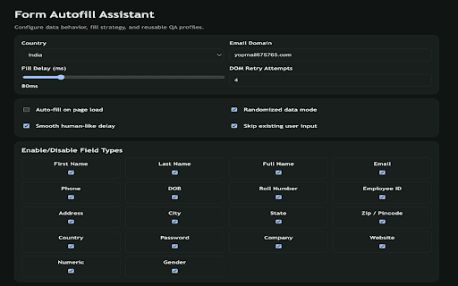 Form Autofill Assistant :: Intelligently detect and autofill forms with realistic, validation-safe data in one click.