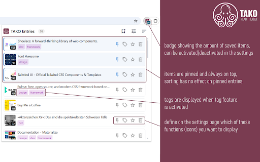 TAKO - Read it later :: TAKO is the successor to 'Pocket Item Viewer' (formerly for Pocket.com) and saves interesting pages to read later.