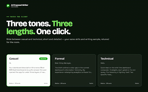 AI Proposal Writer for Upwork — Cover Letter Generator & Fit Score :: Generate winning Upwork proposals & cover letters with AI in seconds. Fit Score shows which jobs are worth your connects.
