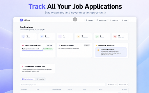 JobTrack - Job Application Tracker :: Automatically track and organize your job applications across popular job portals. Never lose track of where you applied.