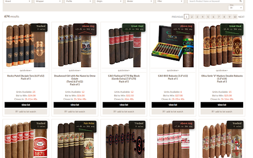 CigarBid Tracker :: Overlays historical auction prices and deal scores on CigarBid.com listings. Know what cigars actually sell for before you bid.