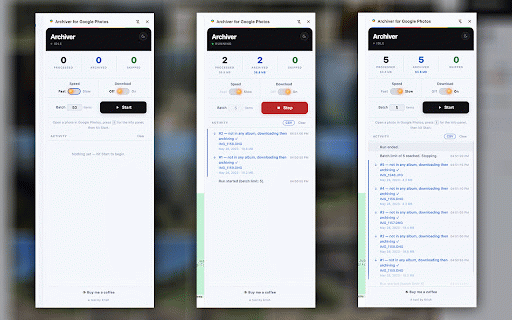 Archiver for Google Photos :: Archive unorganized Google Photos one at a time — skips items already in albums.