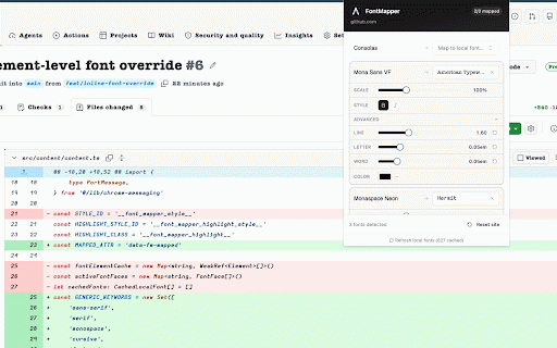 FontMapper – Local Fonts for Any Website :: Replace any website’s fonts with the fonts installed on your computer — per domain.