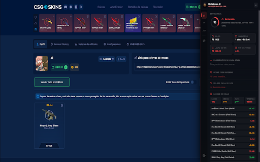 RollViewer - SAPAODROPS :: Adicione estatísticas reais, histórico do Upgrader, Case Odds e ferramentas visuais exclusivas ao site CSGO-Skins