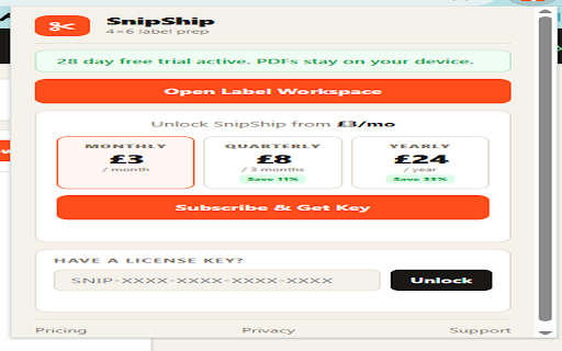 SnipShip – Shipping Label Cropper :: Crop mixed courier label PDFs into clean 4×6 printer-ready labels. All processing happens on your device — no uploads.