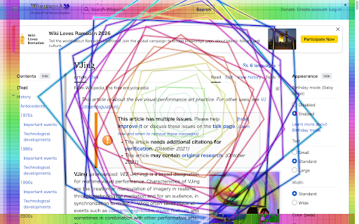 VJam FX — VJ Effects for Any Website :: Overlay 191 music-reactive VJ visuals on any webpage. Multi-layer, beat detection, auto-cycle, blend modes, text & scenes.