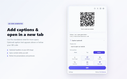 QR Code Generator :: Generate QR codes for the current page, selection, or links. Right-click any page to create a QR code instantly.