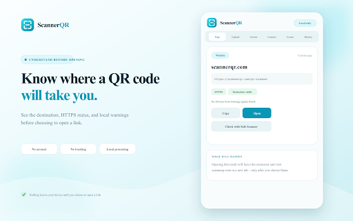 QR Code Scanner & Generator - ScannerQR.com :: Scan QR codes and barcodes from pages, screenshots, images, or your camera. Generate QR codes privately and locally.