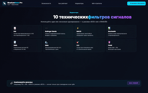 BinariumRobot Pro :: BinariumRobot Pro — сигнальный ассистент для Binarium: 10 индикаторов, 7 систем мани-менеджмента, торговый журнал.