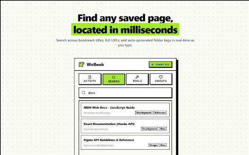 WeBook :: Automatically organizes bookmarks into smart folders.