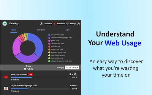TimeSpy - Block Websites, Pomodoro & Web Analytics :: Track time of your web activity, limit and block distracting websites. Monitor your web usage.