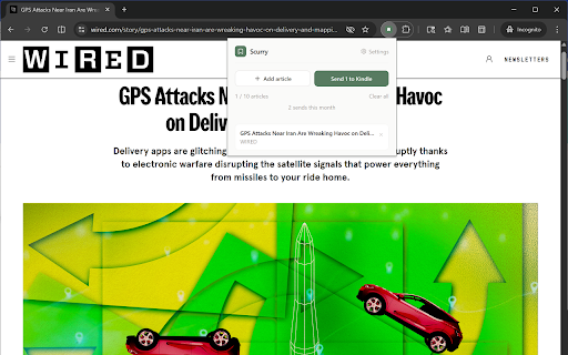 Scurry :: Save articles from any webpage and send them to your Kindle as an ePub.