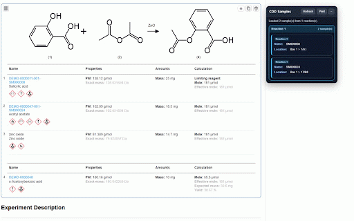 CDD Stoichiometric Table Tools :: CDD helper tools for stoichiometry tables