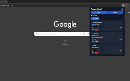 Account Vault :: Save notes and account information locally.