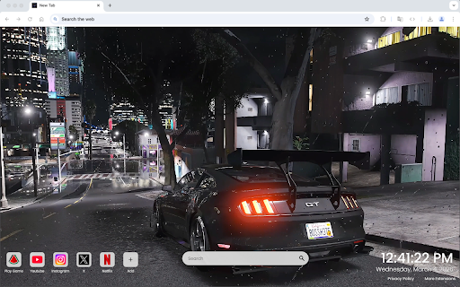 Ford Mustang GT GTA 5 Live Wallpaper :: One of the most powerful car live wallpapers for Chrome – featuring the Ford Mustang GT in GTA 5 style.