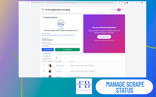 FB Group Members Scraper, Facebook Group Members Scraper :: Scrape Facebook group members: names, profile links, and avatars. Fast, easy, and exportable.