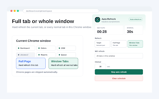 Target Auto Refresh :: Refresh one selected target, the current tab, or all tabs in the current window.