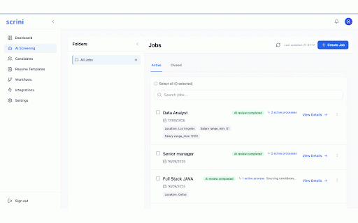 Scrini Browser Integration :: Browser automation extension for LinkedIn candidate sourcing and web scraping