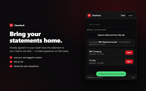 ClawVault — Autofill :: Autofill your ClawVault logins and save account statements to your vault — zero-knowledge, decrypted on your device.