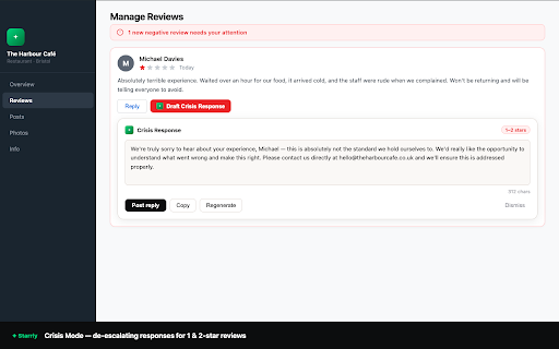 Starrly — AI Review Replies :: Generate professional AI replies to your Google Business reviews in one click. Powered by Starrly.